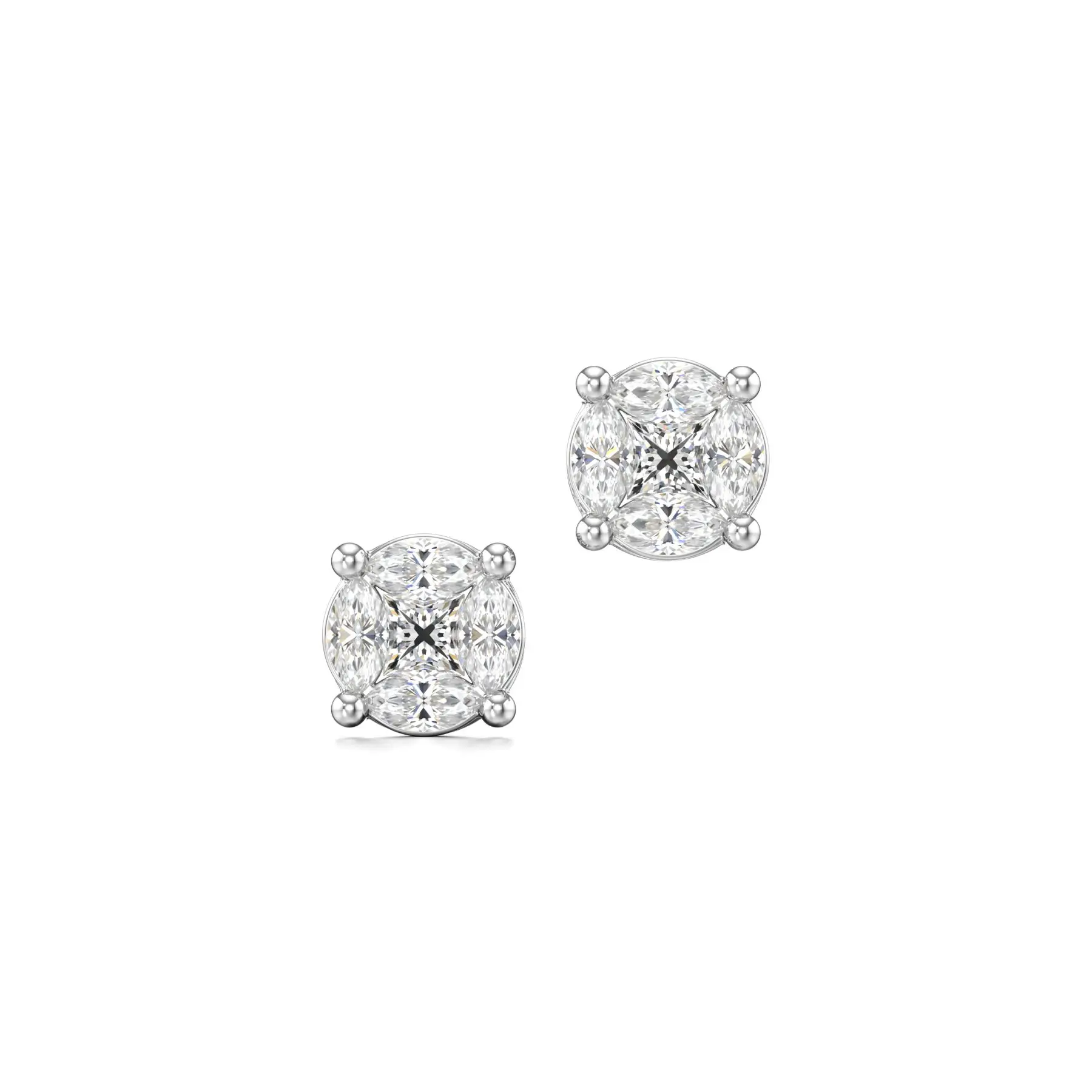 Fiery Round Diamond Earrings in White 10k Gold